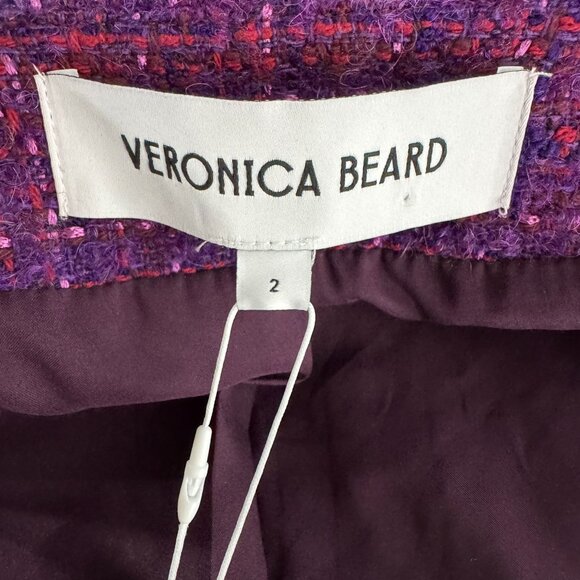 Veronica Beard Bentley Double Breasted Tweed Jacket Size 2 Aubergine NWT CJ-2131 - Picture 9 of 16